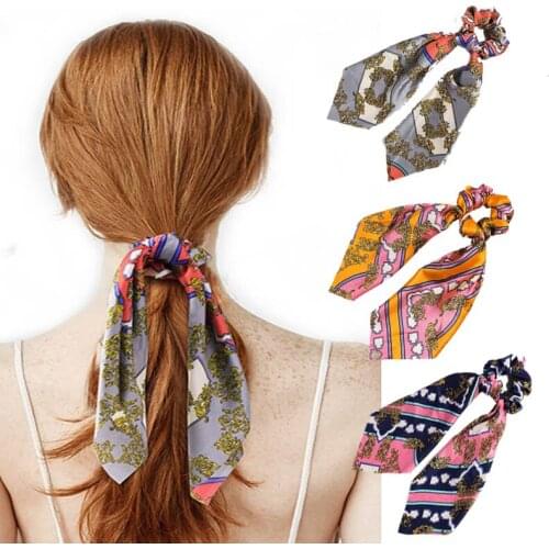 2019 Fashion Silk Print Scrunchie Women Girls Hair Accessories Ponytail Elastic Hair Bands gumki do wlosow haar accessoires