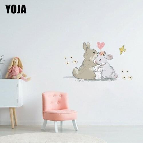 YOJA 43.5×25CM Happy Bunny Family Cartoon Bedroom Wall Stickers Mural Lovely Home Room Decor Decals 8WS0119