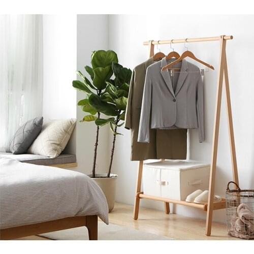 Solid wood floor clothes. Bedroom multi-functional province space for the use of clothes bag shelves