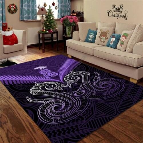 Maori Manaia New Zealand Rug Purple 3D All Over Printed Non-slip Mat Dining Room Living Room Soft Bedroom Carpet 01