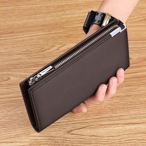 WILLIAMPOLO new Mens wallet leather long drivers license detachable wallet simple wallet business wallet men