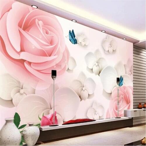 Wellyu papel de parede Custom wallpaper 3d photo murals rose flower 3D stereo TV background wall decoration mural 3d wallpaper