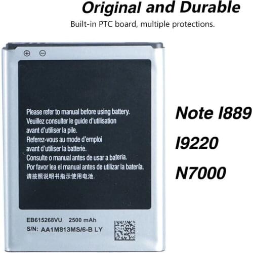 Original EB615268VU Battery For Samsung GALAXY Note I889 I9220 N7000 Authentic Phone 2500mAh