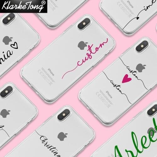 Personalized Custom Name Phone Case For iPhone 12 11 pro SE2020 6S 7 8Plus Xs MAX XR Soft Clear TPU Cover Capa Fundas