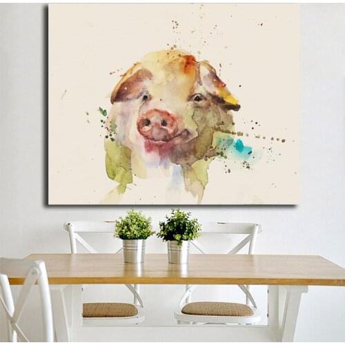 Pig Watercolor Motivational Wall Art Canvas Minimalist Abstract Nordic Posters Prints Painting Wall Pictures Bedroom Home Decor
