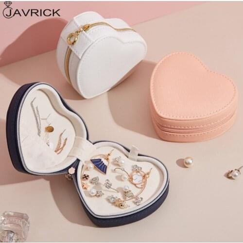Heart Shape Portable Jewellery Box Travel Organizer Heart Jewelry Box PU Leather Women Girls Traveling Jewelries Case