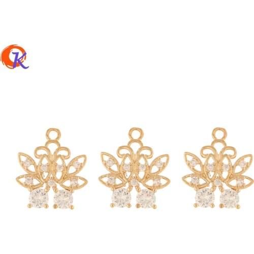 Cordial Design 50Pcs 13*15MM Jewelry Accessories/CZ Pendant/Hand Made/Flower Shape/Earring Findings/DIY Jewelry Making/Charms