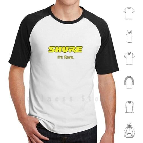 Shure I'm Sure Yellow T Shirt DIY Cotton Big Size 6xl Microphone Music Electric Acoustic Amplifier Amplification Amp Cool Vintag