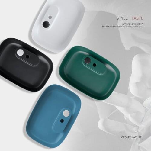 Nordic ceramic wash basin square basin european art basin home basin black sink for bathroom side-draining invisible rear drain