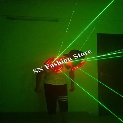 T28 Party singer led costumes dj disco laser vest laser shoulder lasr glasses ballroom dance wears robot clothes stage costume