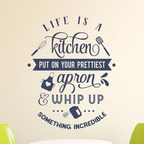 Life Is A Kitchen Wall Decal Quotes Vinyl Home Decor Kitchen Baking Wall Stickers Interior Text Murals Removable Wallpaper 4455