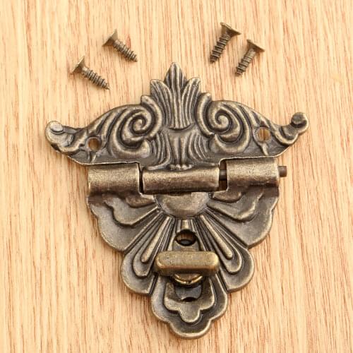 Vintage Jewelry Wooden Box Lock Antique Box Latch Clasp Funiture Decorative Hasp Latch For Wine Box, Toolbox Drawer With Screws
