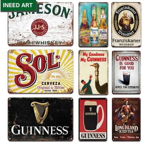 Vintage Beer Metal Tin Sign Decorative Wall Poster Retro Bar Wall Sticker Room Decoration Man Cave Home Decor