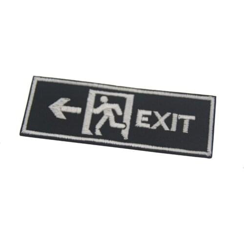 Embroidered EXIT Patch hook back glow in the dark military patches army Outdoor tactical badge for backpack funny words