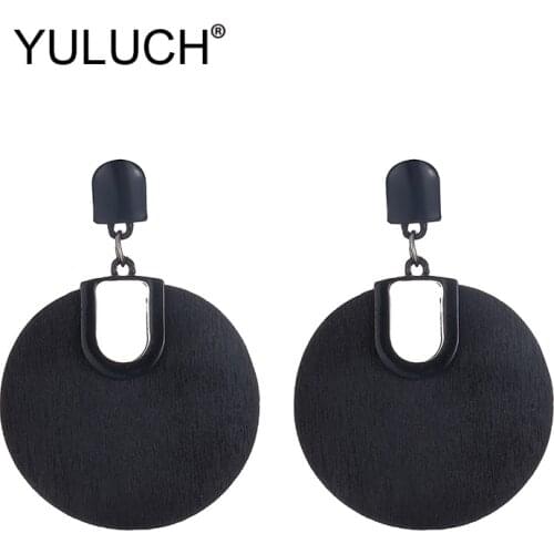 YULUCH Ethnic African Gold Black Metal Zinc Alloy Big Stud Earrings Trendy Red Round Natural Wood Stud Earrings Fashion Jewelry