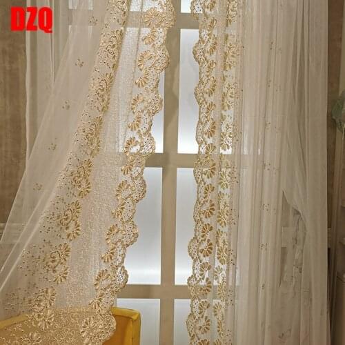 New Style Curtains for Living Dining Room Bedroom Simple European Cord Embroidery Curtain Light Transmission Custom Curtain