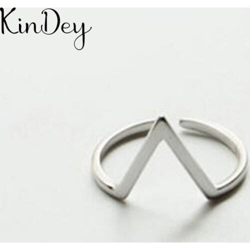 Personality Gothic Vintage Letter V Rings For Women Bridal Wedding Engagement Punk Resizable Antique Rings Rock Jewelry