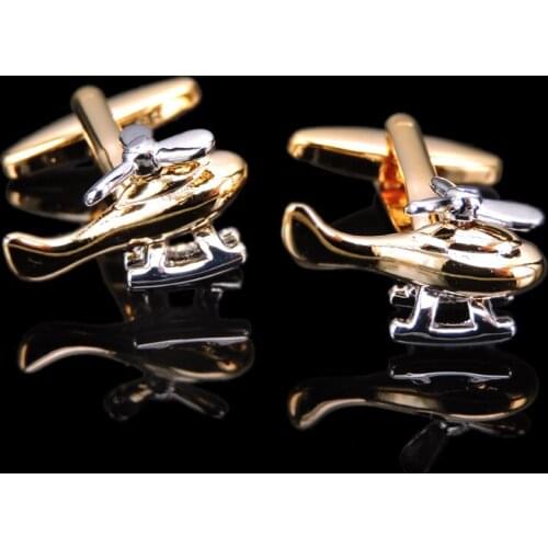 Gold helicopter Cufflinks fashion mens French shirt cuff buttons womens jewelry