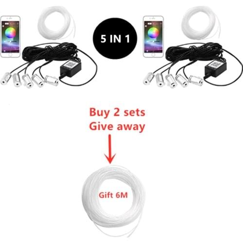 Sound Active EL Neon Wire Strip Light RGB LED Car Interior Light Multicolor Bluetooth Phd Door Remote Control or App Control