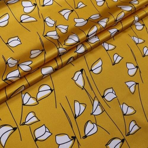 1 Meter X 1.4 Meter Yellow Tissue Mulberry Silk Fabric Elastic Satin Cloth Dress Material