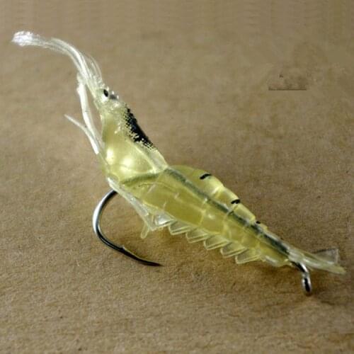 1pc Soft Shrimp Worm Bait Isca Artificial Luminous Sea Fishing Lure 1.3g/50mm Single Hook Wobblers Crankbait Silicone Prawn Bait