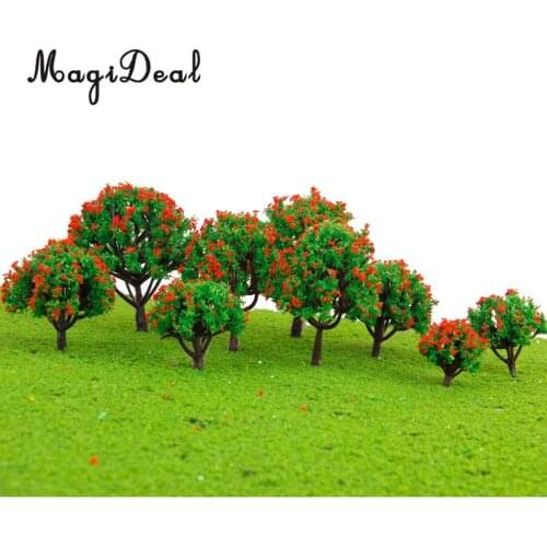 10Pcs/Lot Red Flower Trees Model Train Railroad Railway Street Architecture Scenery Landscape HO N Z Scale Toys for Children