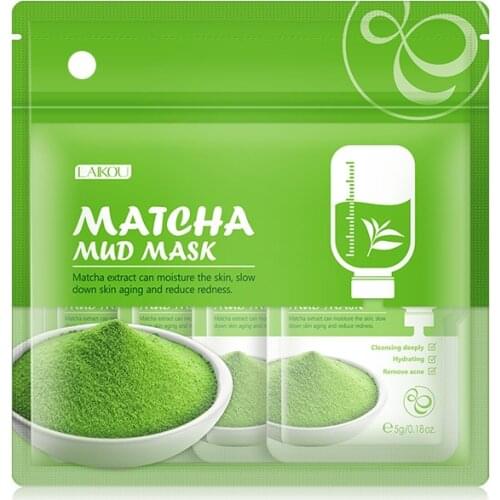 12PCS Green Clay Face Mask Longjing Matcha Natural Oil Control Blackhead Remover Acne Shrink Pores Whitening Skin Care