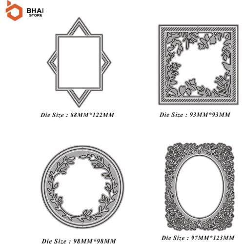 2021 New Hollow Lace Background Frame Metal Cutting Dies Stencil Scrapbooking DIY Album Stamp Paper Card Embossing Decor Craft