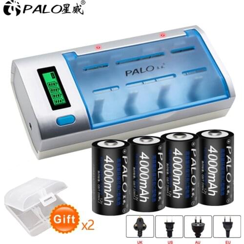 PALO C Size Battery 1.2V Ni-MH 4000mAh Rechargeable Battery For Gas Cooker/ Car Toy with Higher Current Capability Batteries