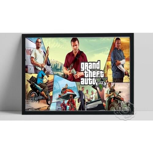 Grand Theft Auto V Poster, Electronic Game Wall Picture, Action Adventure Game Prints, Kids Room Wall Stickers, Birthday Gift
