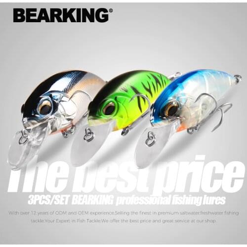 BEARKING 3pcs per set 65mm 14g 16g dive 2-3.5m Wobblers Fishing Lures Crankbait Swimbait Hard Artificial Bait For Fishing Tackle