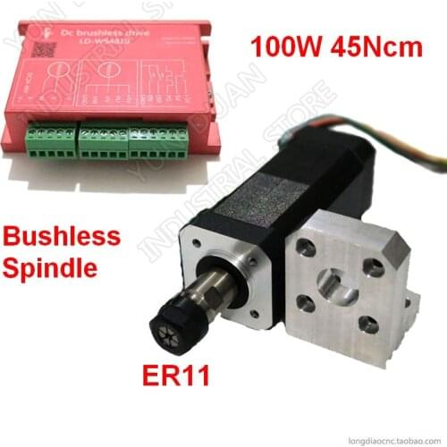 Brushless Spindle er11 100W 45Ncm DC24V Brushless Spindle 42mm Motor Driver kit w/ Mounting Bracket Collets Match MACH3