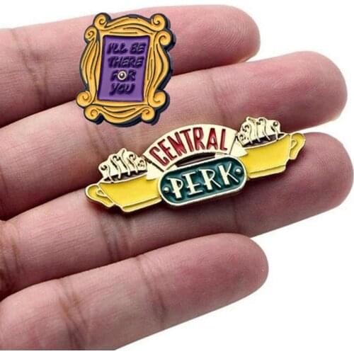 Friends Tv Show Central Perk Coffee Brooch Enamel Pins Metal Alloy Fashion Jewelry Lapel Pins Badges Accessories