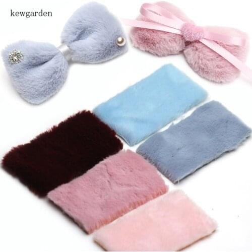 Kewgarden Handmade Brooches Bowknot Craft Supplies Material Rabbit Plush Slice Hair Plush Sheet DIY Accessories 9*5cm 10pcs/set