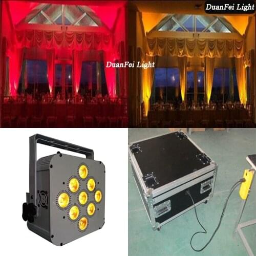 Chargeing Flycase) 16lot Indoor led wash wall par light Battery Powered Flat Par RGBWA 9x15w