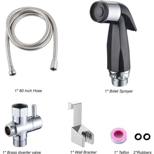Two function toilet hand bidet faucet bathroom bidet shower nozzle brass T adapter Hose water tank hook holder easy to install