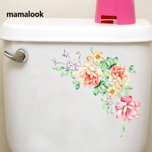 Colorful Flowers 3D Wall Stickers Beautiful Peony Fridge Stickers Wardrobe Toilet Bathroom Decoration PVC Wall Decals/Adhesive