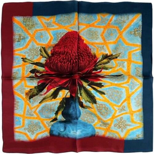 Square 100 % natural silk scarf Women Fashion Print Small Neck Scarfs Office Lady Foulard Kerchief Female Bandana Shawl Scarves