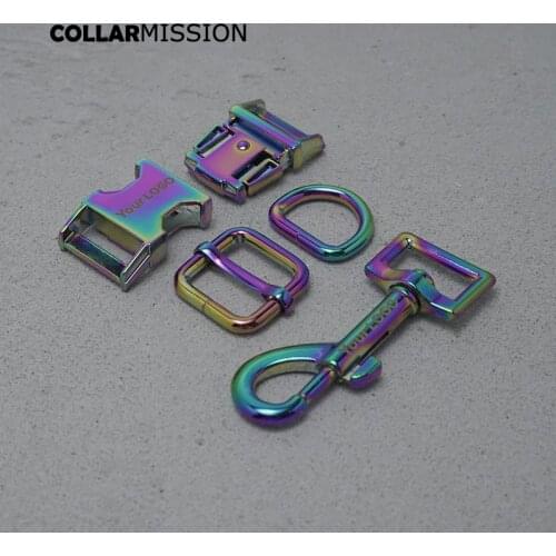 Metal buckle+adjust buckle+D ring+metal dog clasp/set)Engraved 20mm for dog collar leash set harness DIY parts high quality