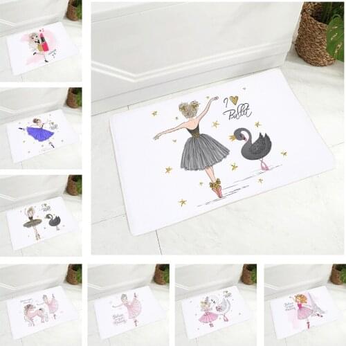 Nordic style Floor Door Mat for Children Room Non-Slip Decor Cute Cartoon Girl Doormat Super Soft Flannel Carpet 40x60cm