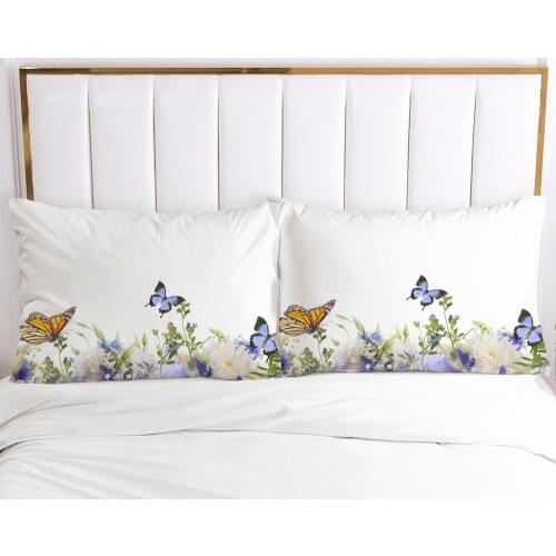 2PCS Pillowcase Home Decoration Pillow Cover Cases Bedding Print 3D HD Pink 70x70cm 50x75cm 50x70cm 80x80cm Flower butterfly