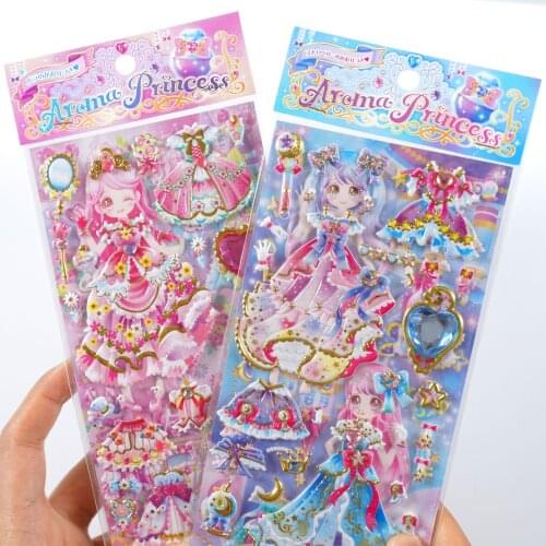 New Arrival Double Layer Princess Clothes Change 3D Korean Stickers Stationery Kawaii Scrapbooking DIY Decoration Sticker