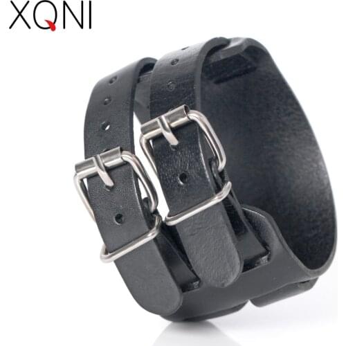 2017 New Arrival Fashion Genuine Leather Mens Bracelets High Quality Knight Courage Bandage Wrap Charm Black Leather Bracelets