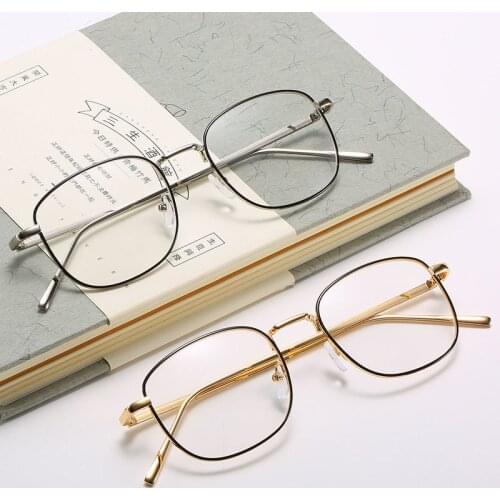 Eyeglasses Frame Korean Style Fashion Alloy Square Clear Lens Optical Glasses Frame For Women Men