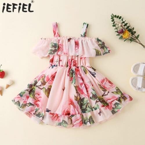 1-6Y Chiffon Flower Girls Dresses Summer Sleeveless Ruffles Princess Dress Girl Flower Dress Children Girl Pageant Party Clothes