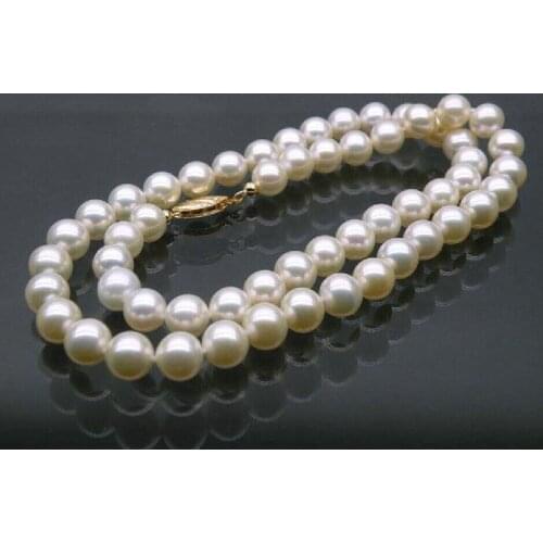AAA 7 MM white AKOYA NATURAL PEARL NECKLACE 18" CLASP