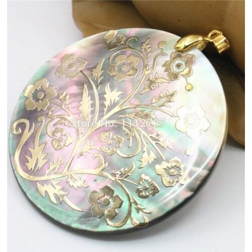 51mm Natural Accessories Multicolor Abalone Paua Sea Pearl Shells Pendant Flower DIY Christmas Women Girls Gifts Jewelry Making