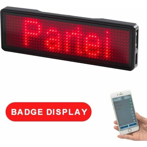 Portable Digital LED Scrolling Name Sign bluetooth Programmable Digital LED Name Tag Rechargeable Message Badge Tag