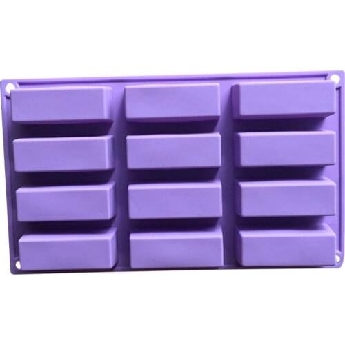 29.5*17*3cm 12 Rectangle Shapes Handmade Silicone Soap Mold Biscuit Cookie Baking Pan Kitchen Bakeware Accessories E597