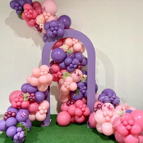 176Pcs Flamingo Red Latex Balloon Garland Arch Kit Purple Butterfly For Wedding Birthday Gender Reveal Party Decoration Supplies